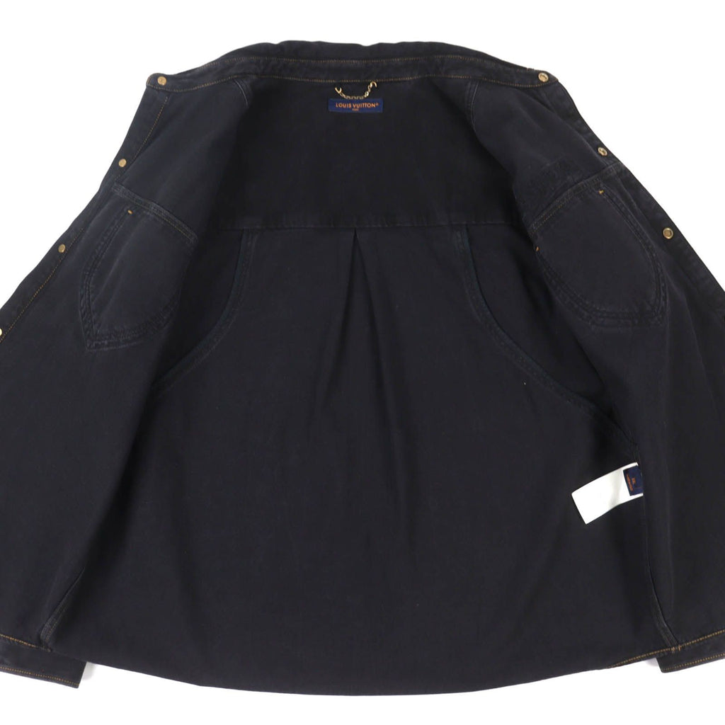 LOUIS VUITTON 23SS Logo Embroidery Gold Button Denim Work Jacket Black XXL