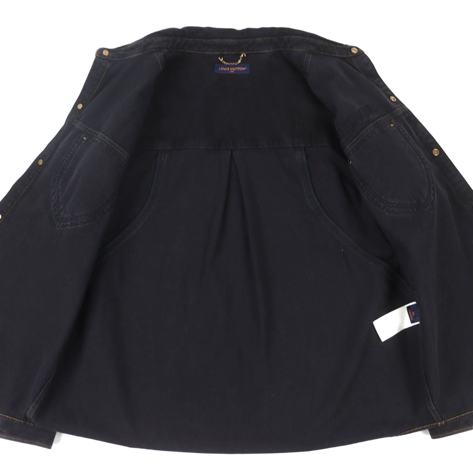 LOUIS VUITTON 23SS Logo Embroidery Gold Button Denim Work Jacket Black XXL