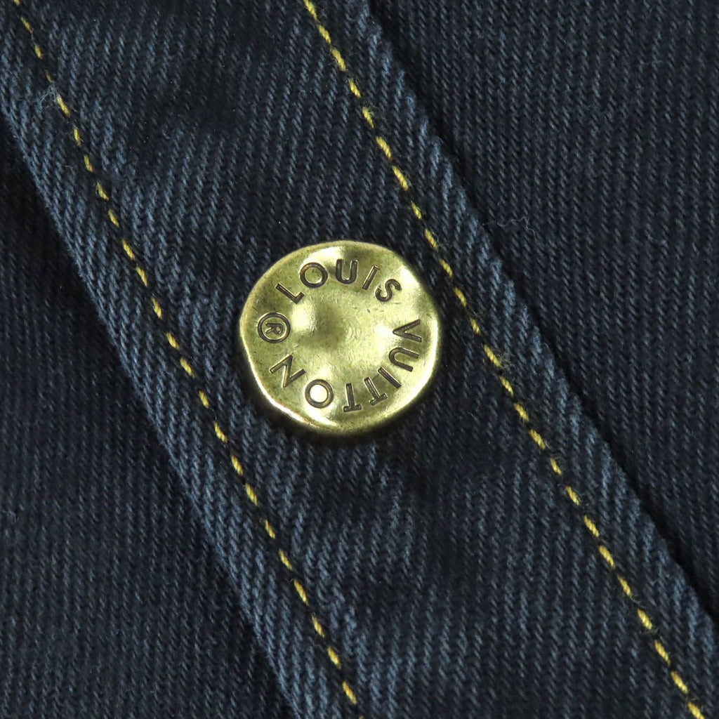 LOUIS VUITTON 23SS Logo Embroidery Gold Button Denim Work Jacket Black XXL
