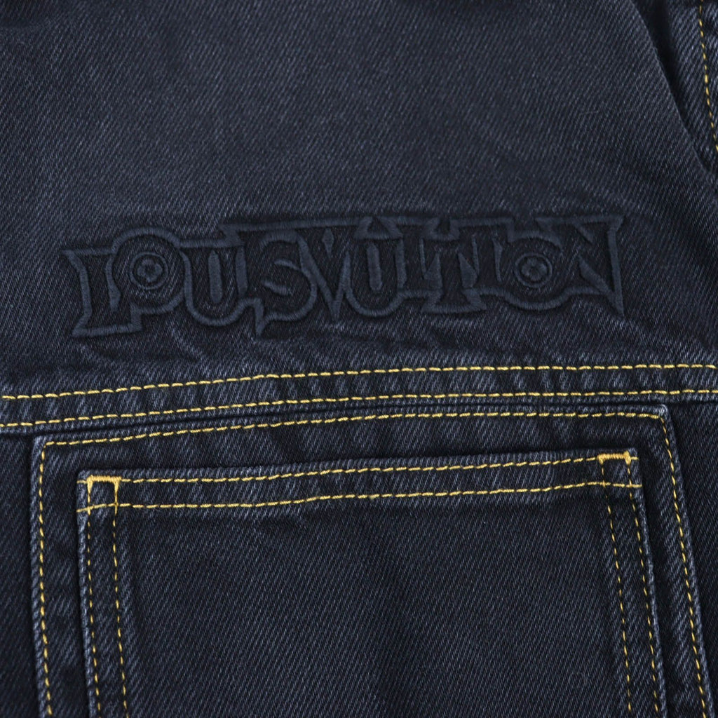 LOUIS VUITTON 23SS Logo Embroidery Gold Button Denim Work Jacket Black XXL
