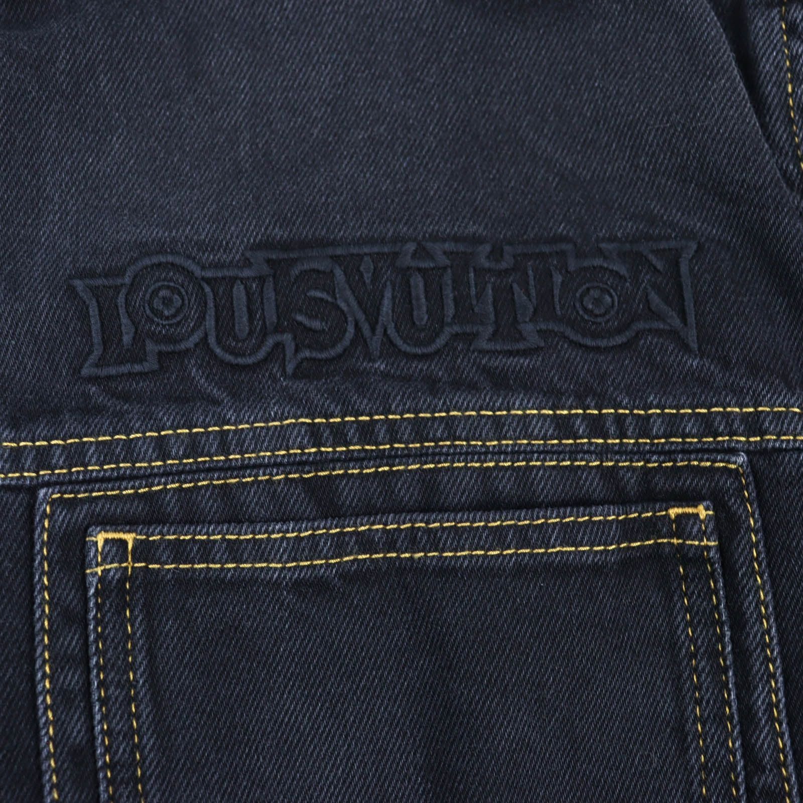 LOUIS VUITTON 23SS Logo Embroidery Gold Button Denim Work Jacket Black XXL