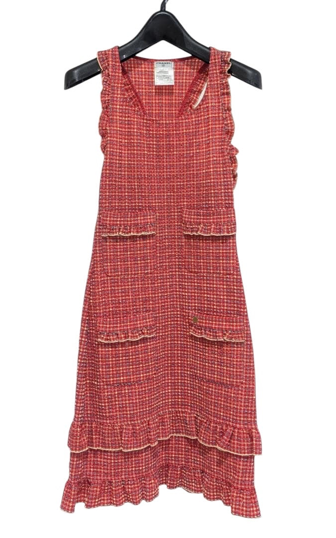 CHANEL Check Sleeveless Dress — Size 34 (P17918)