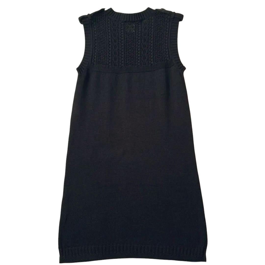 CHANEL Knit Cotton Dress — Black, CC Mark Silver Buttons, Size 34