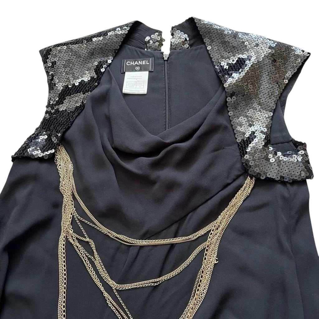 CHANEL Black Sequin Party Dress — Size 36