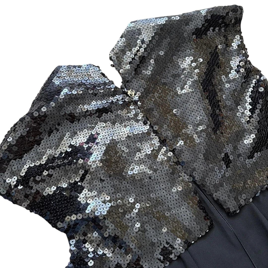 CHANEL Black Sequin Party Dress — Size 36
