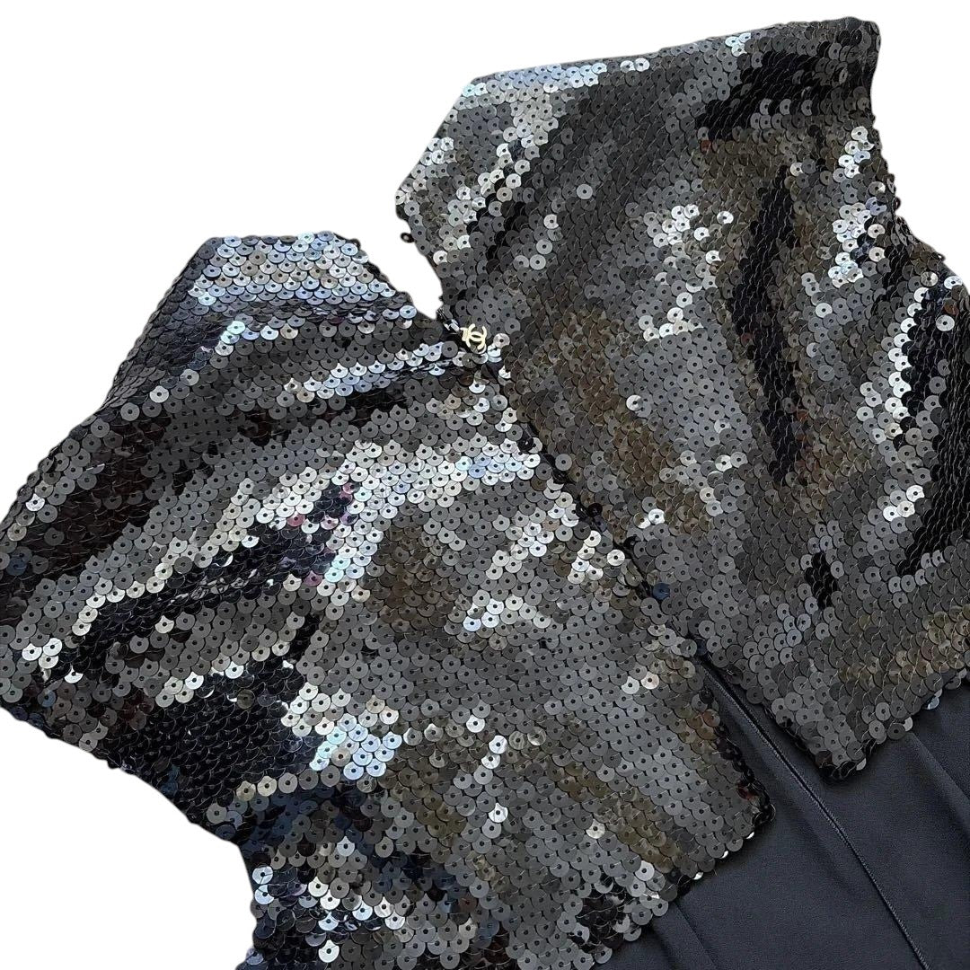 CHANEL Black Sequin Party Dress — Size 36