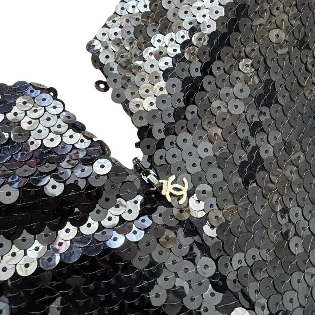 CHANEL Black Sequin Party Dress — Size 36