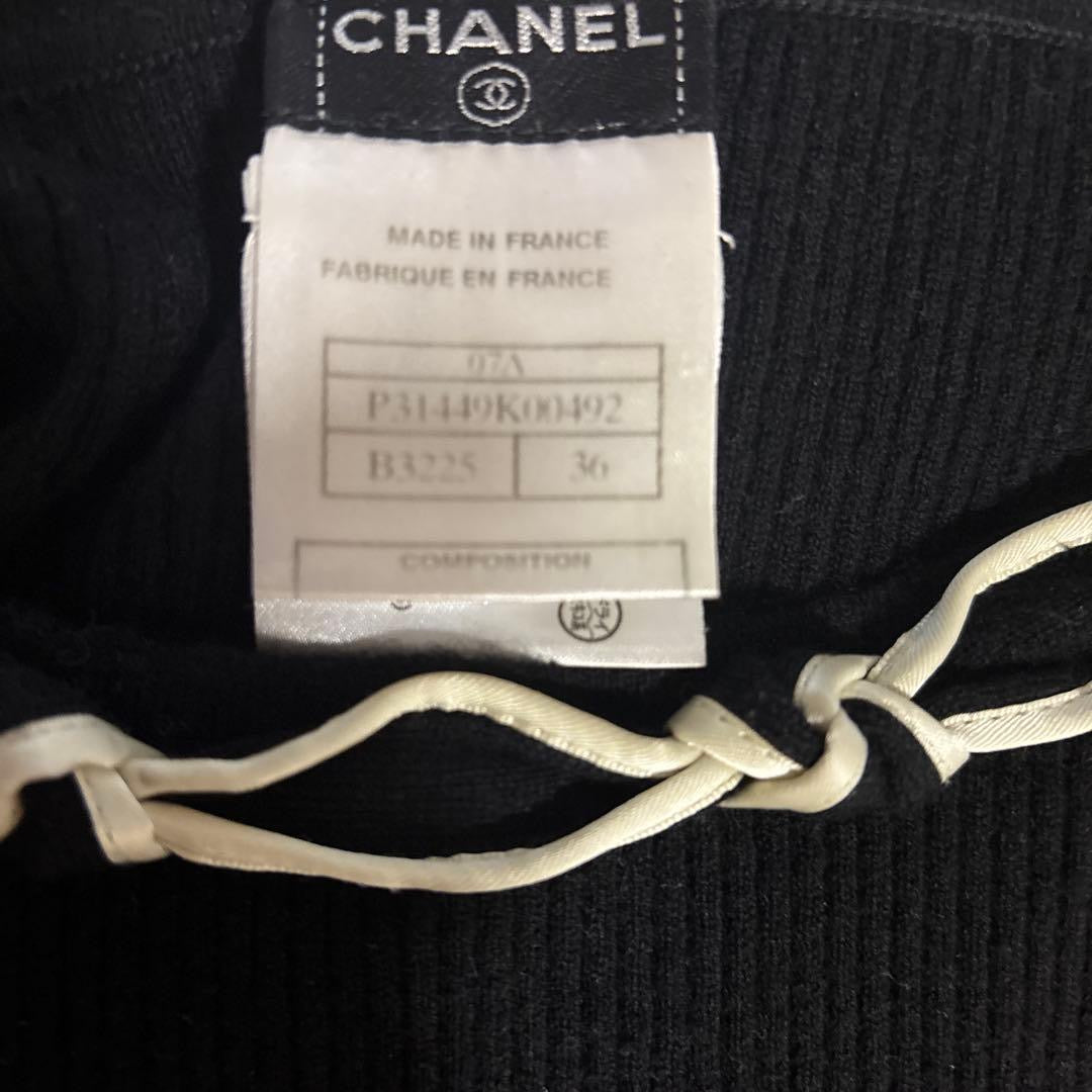 CHANEL Short Sleeve Knit Dress — Black, Size 36