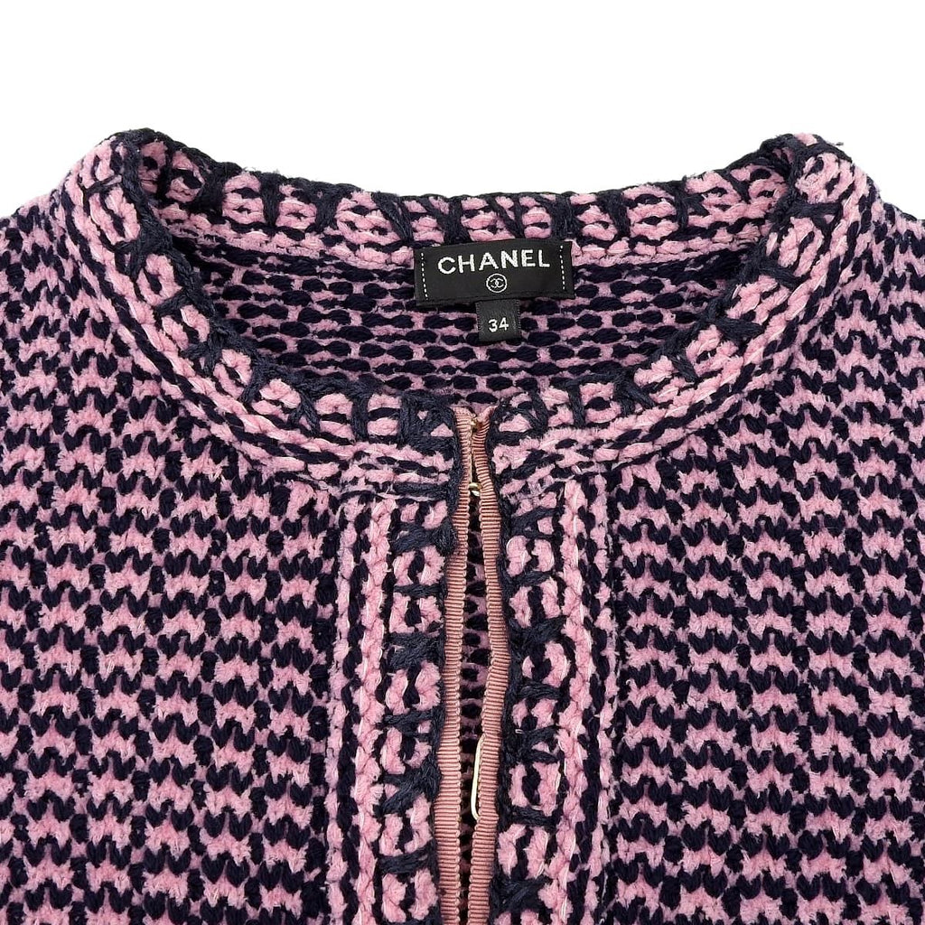 CHANEL Coco Button Tweed Collarless Jacket Size 34 — Cashmere & Cotton