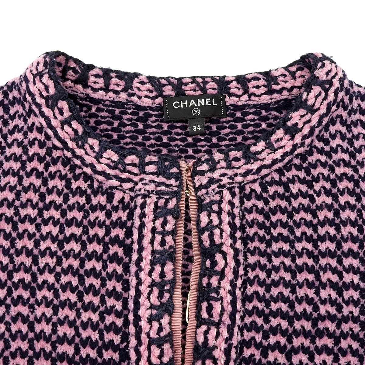 CHANEL Coco Button Tweed Collarless Jacket Size 34 — Cashmere & Cotton