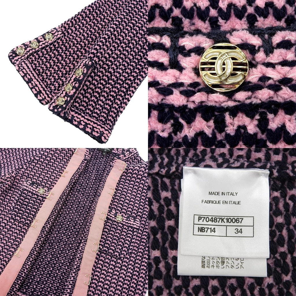 CHANEL Coco Button Tweed Collarless Jacket Size 34 — Cashmere & Cotton