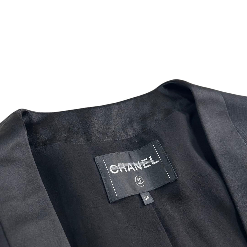CHANEL 2022 Tuxedo CC Mark Button Jacket Black Size 34