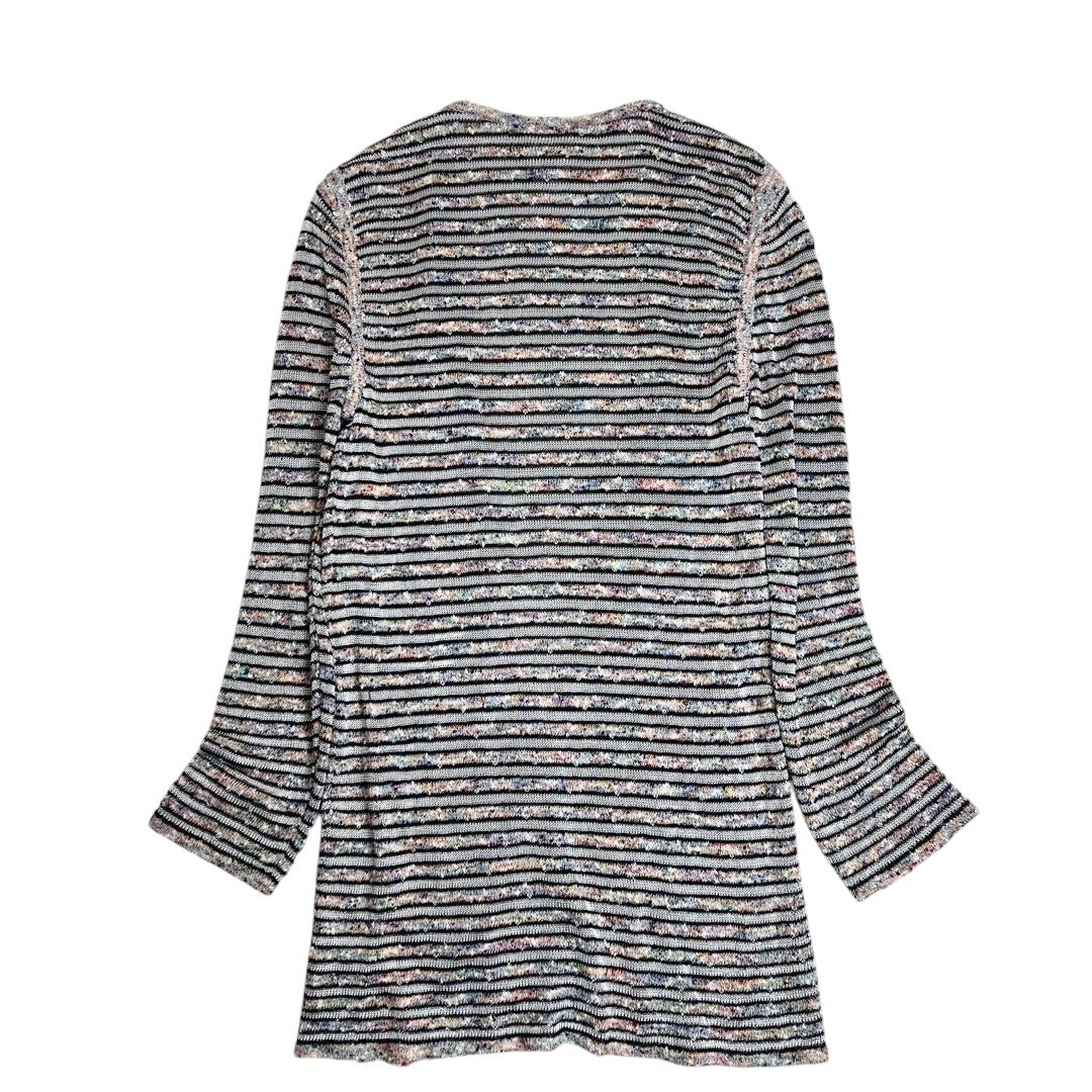 CHANEL Knit Cardigan — Mixed Tweed, CC Mark, Size 40
