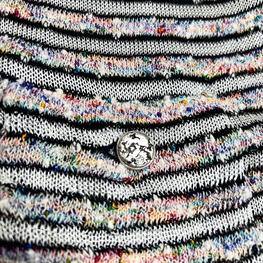 CHANEL Knit Cardigan — Mixed Tweed, CC Mark, Size 40