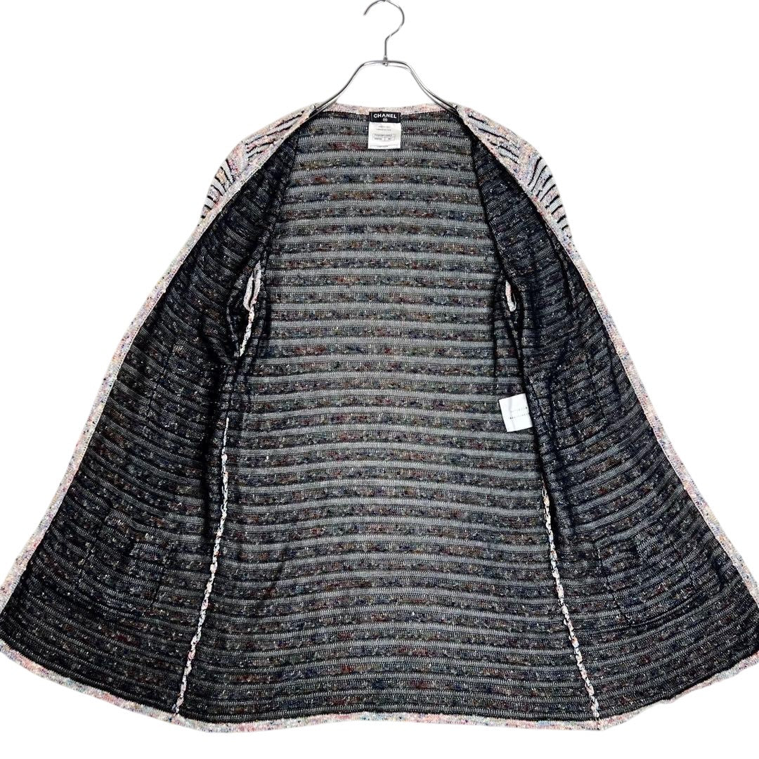 CHANEL Knit Cardigan — Mixed Tweed, CC Mark, Size 40