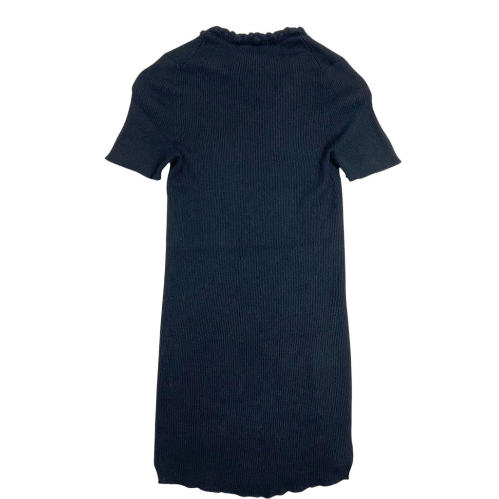 CHANEL Short Sleeve Cashmere Knit Tunic — Black, CC Mark, Size 40