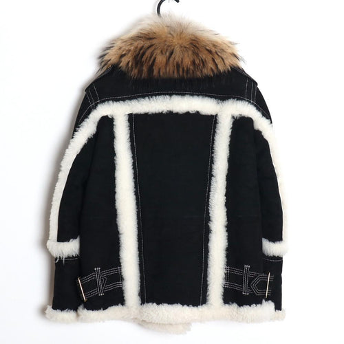 BURBERRY  Goat Suede Shearling Double Riders Jacket Size 32