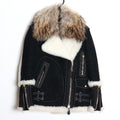 BURBERRY  Goat Suede Shearling Double Riders Jacket Size 32