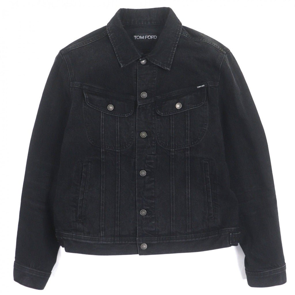 TOM FORD DJI001 Denim Jacket with Leather Patch / Black Size XL