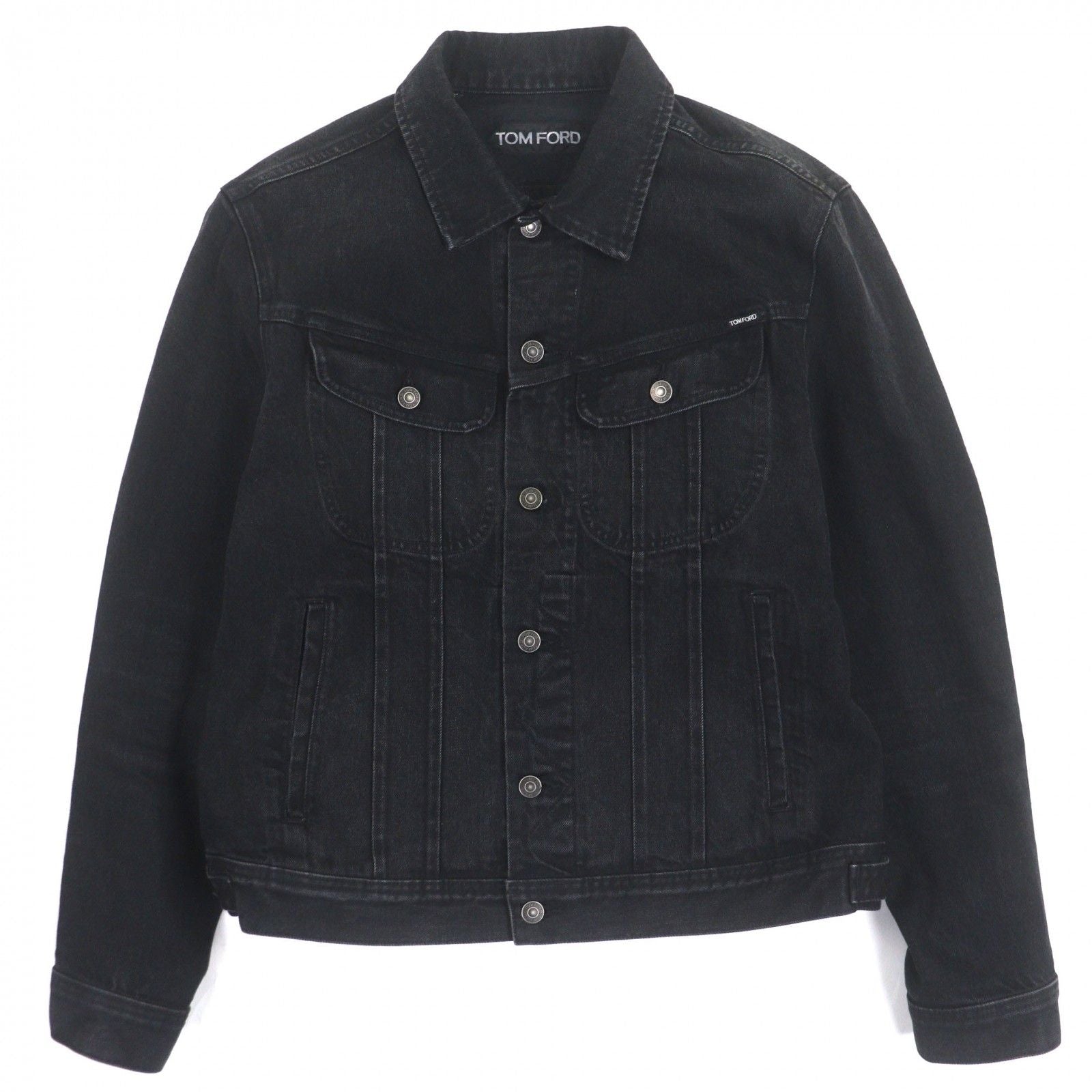 TOM FORD DJI001 Denim Jacket with Leather Patch / Black Size XL