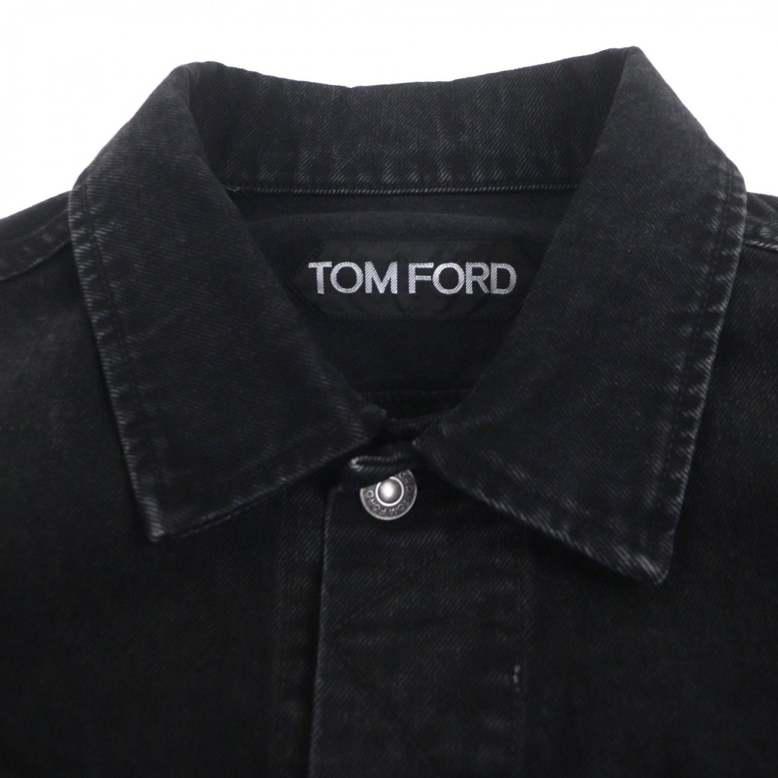 TOM FORD DJI001 Denim Jacket with Leather Patch / Black Size XL