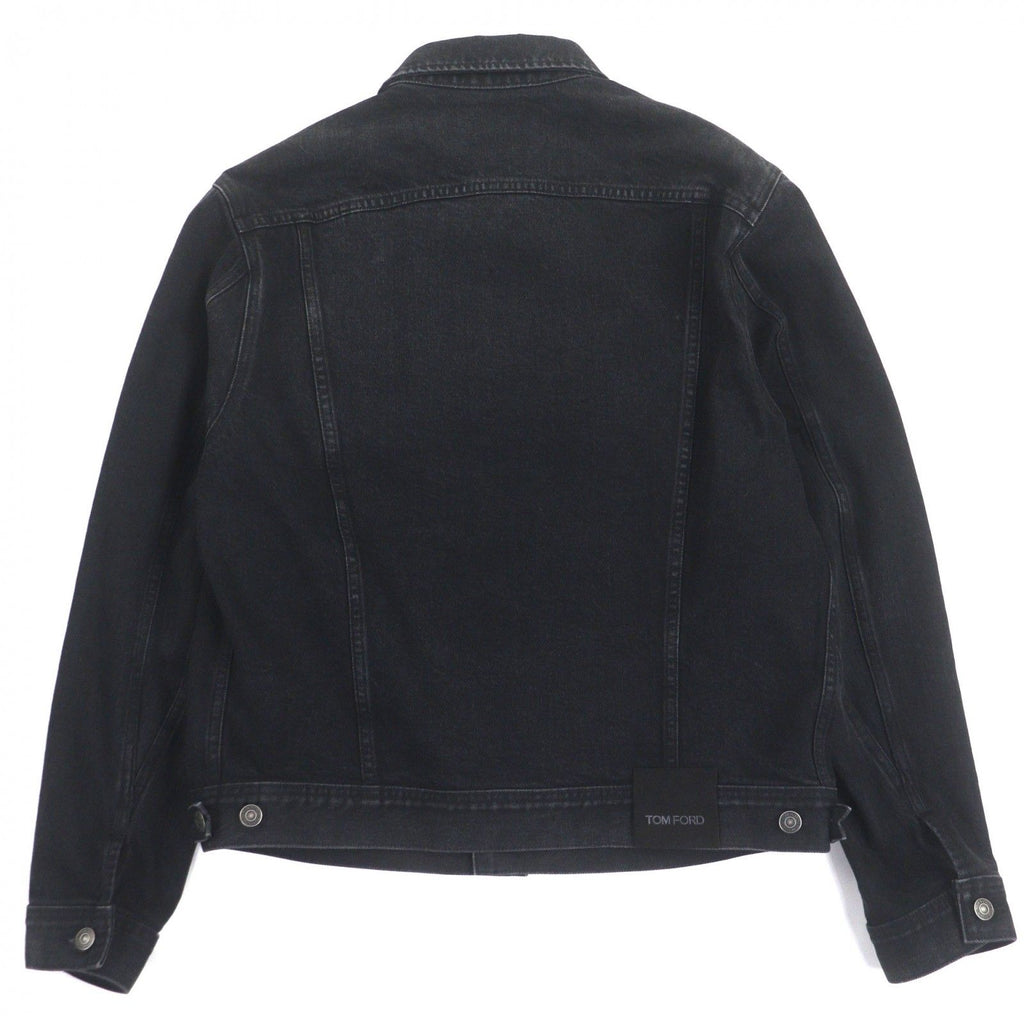 TOM FORD DJI001 Denim Jacket with Leather Patch / Black Size XL