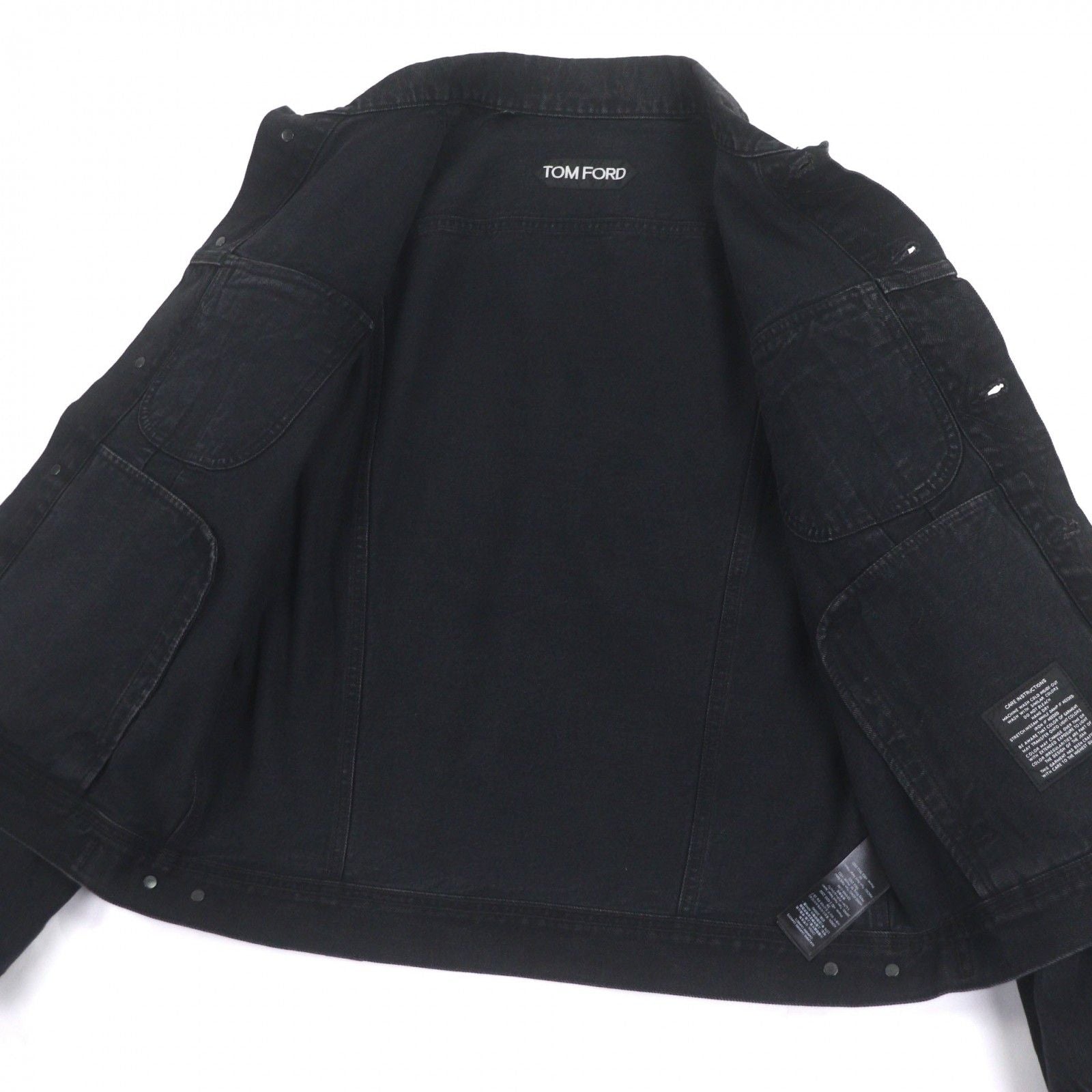 TOM FORD DJI001 Denim Jacket with Leather Patch / Black Size XL