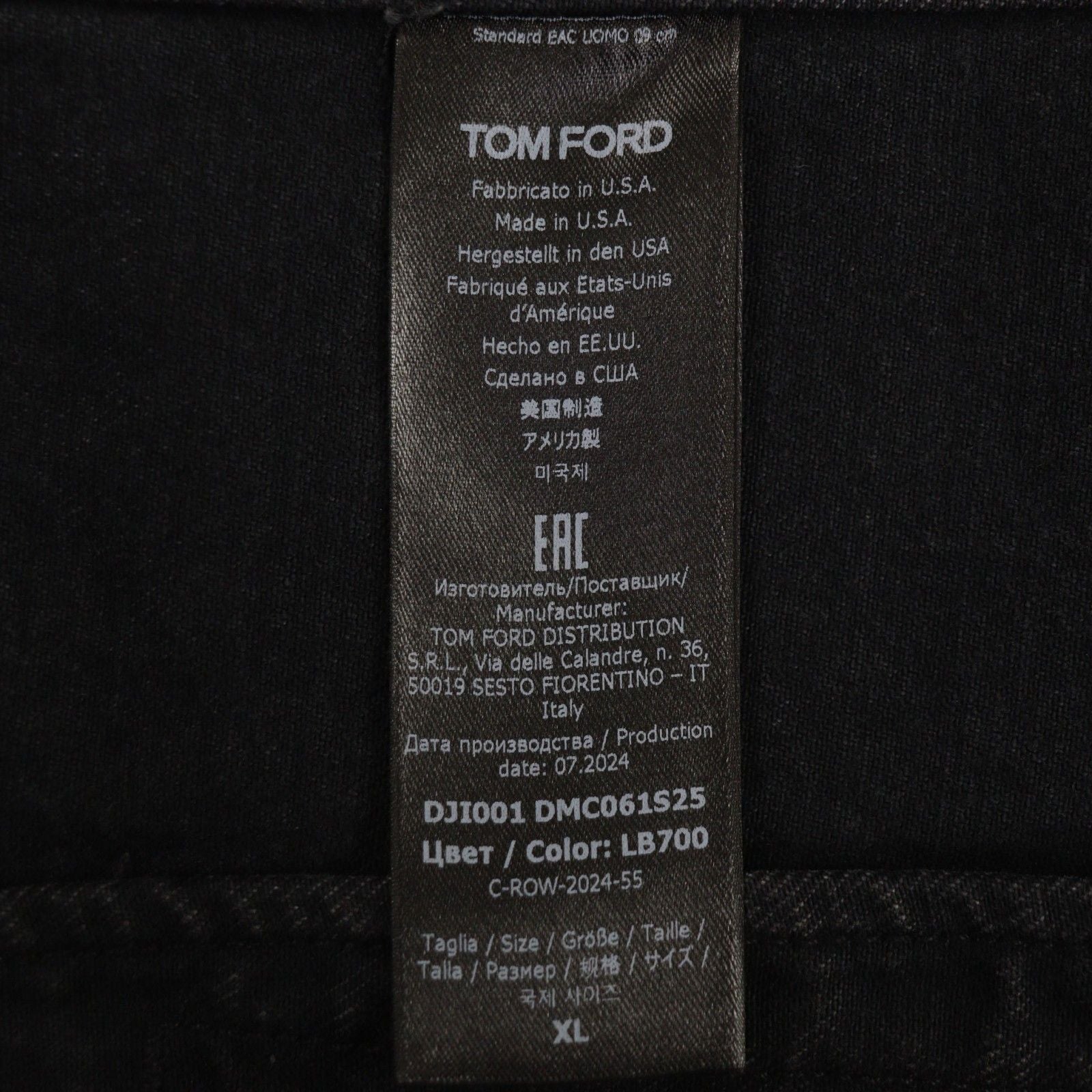 TOM FORD DJI001 Denim Jacket with Leather Patch / Black Size XL