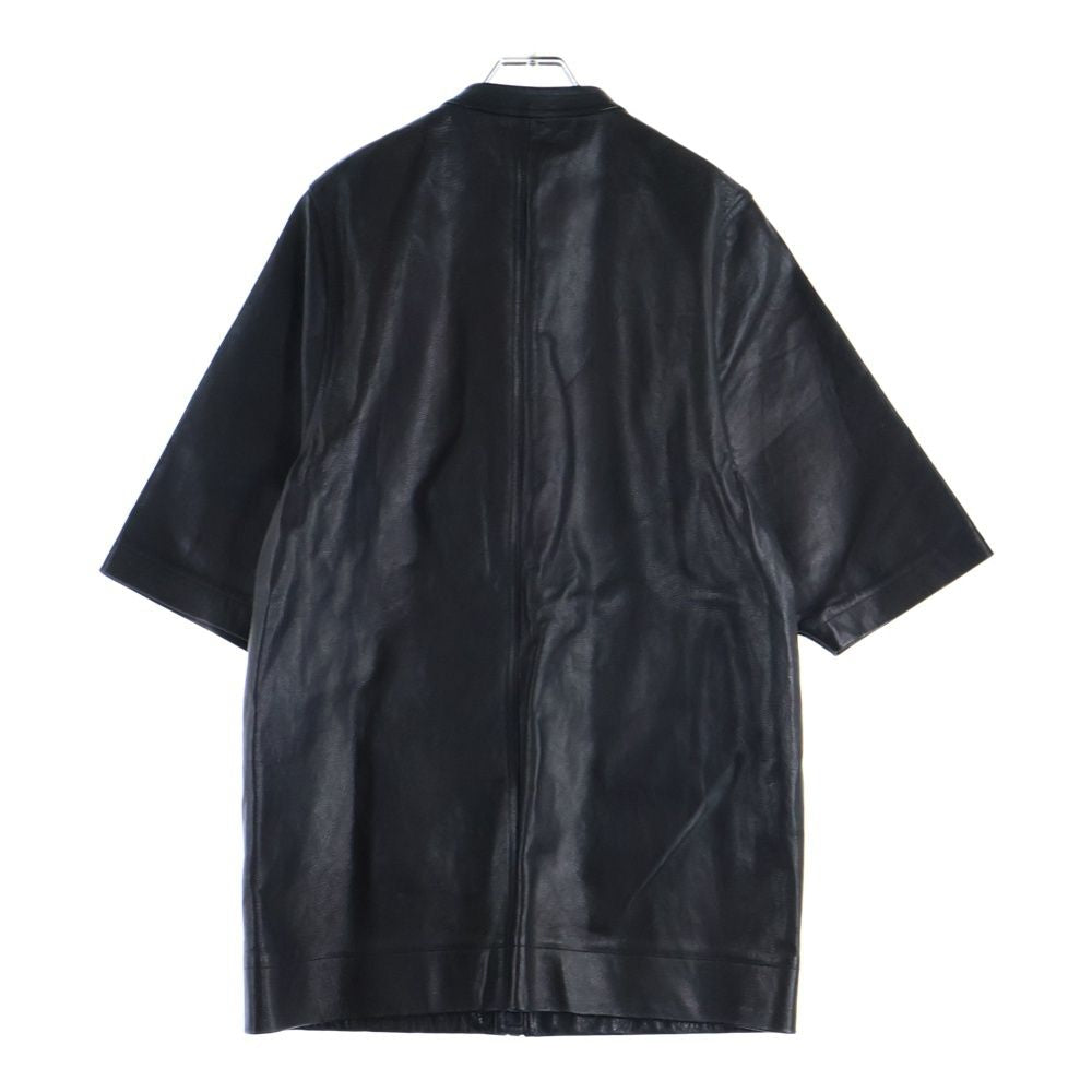 Rick Owens 16SS Half Sleeve Leather Jacket Black RR16S3700-LCW Size 48