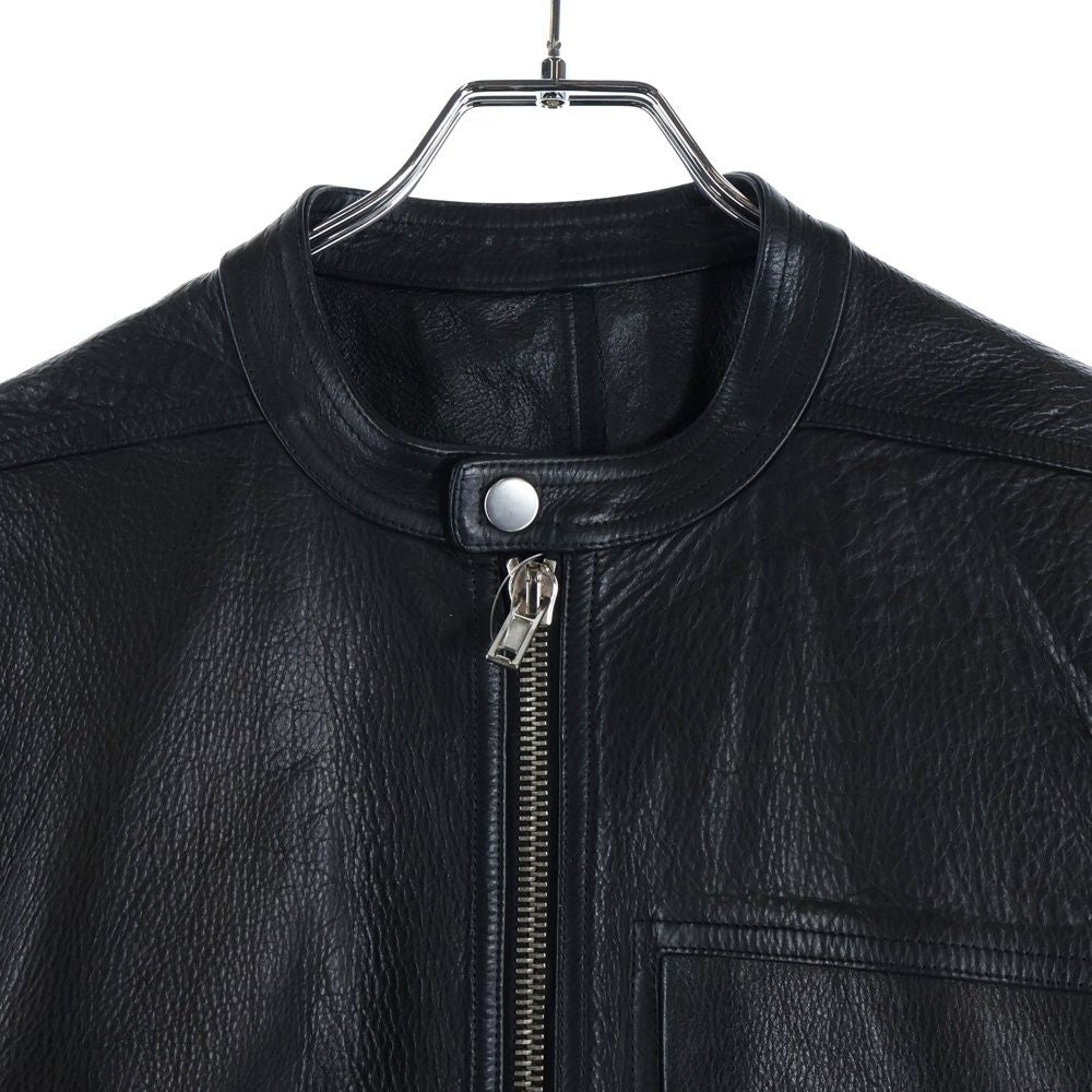 Rick Owens 16SS Half Sleeve Leather Jacket Black RR16S3700-LCW Size 48