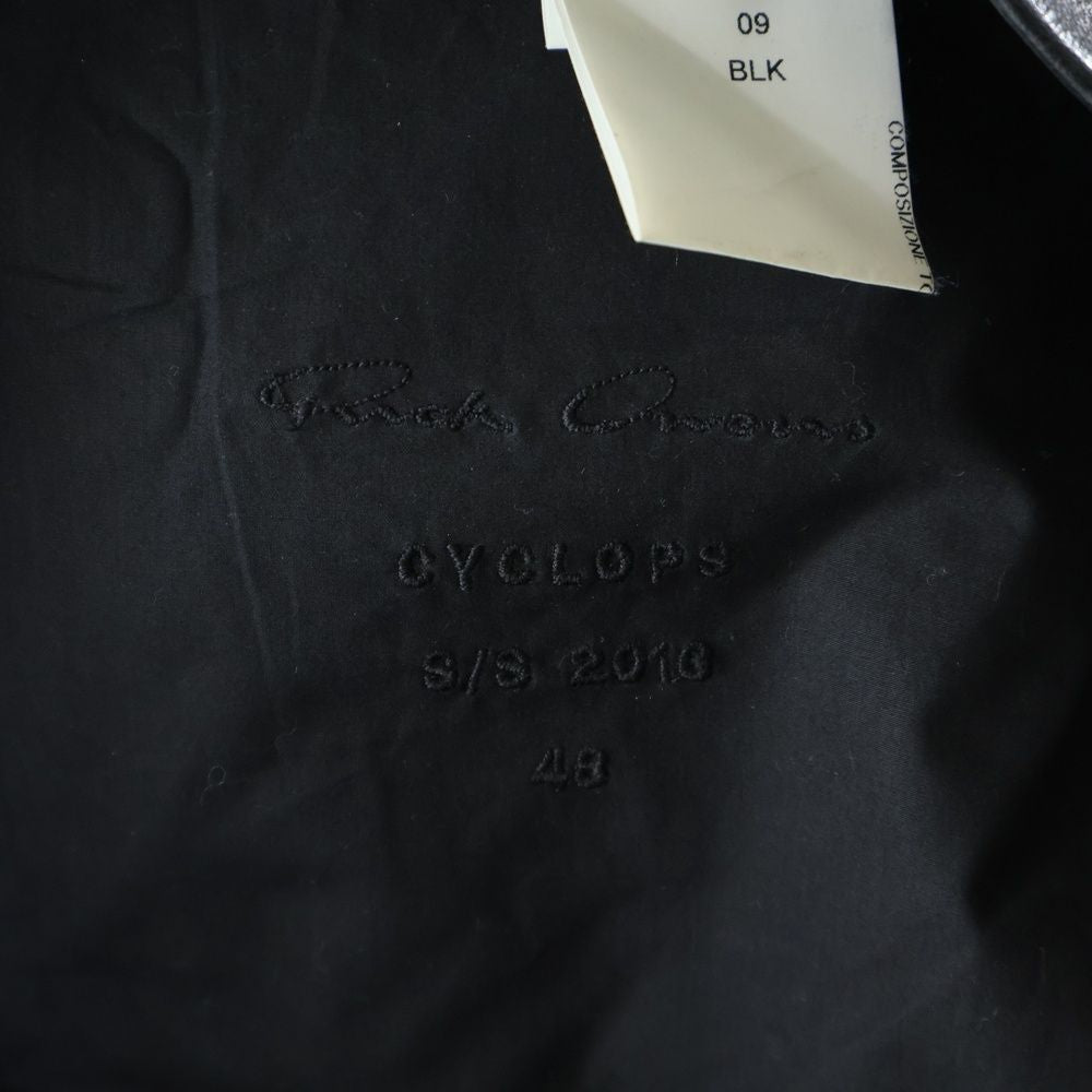 Rick Owens 16SS Half Sleeve Leather Jacket Black RR16S3700-LCW Size 48