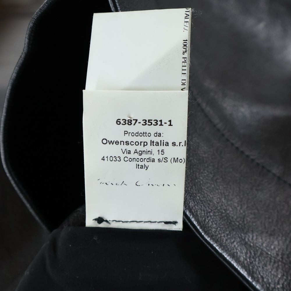 Rick Owens 16SS Half Sleeve Leather Jacket Black RR16S3700-LCW Size 48
