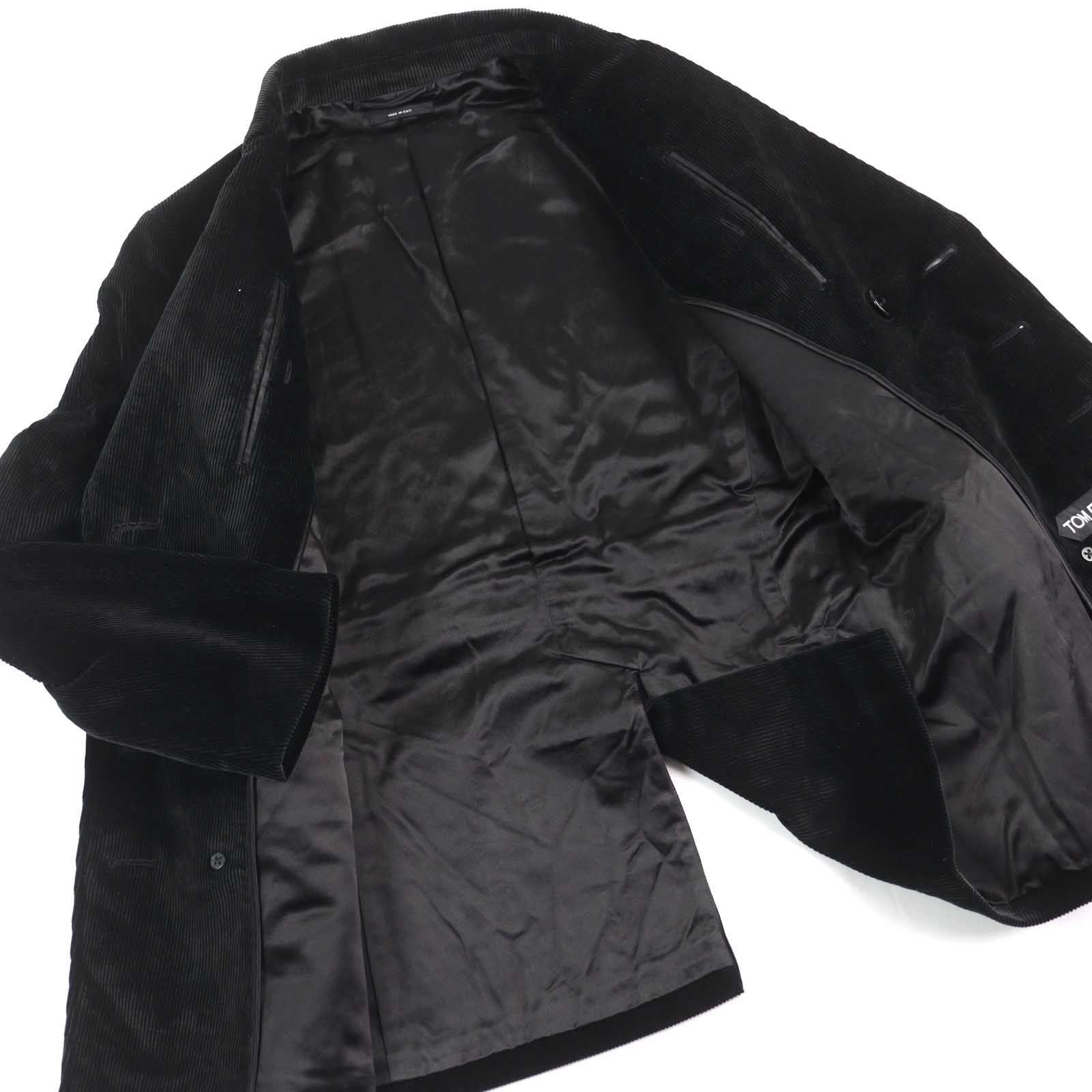 TOM FORD TFO719 Corduroy Leather-Trim Peaked Lapel Gold Button Double-Breasted Peacoat Size 46