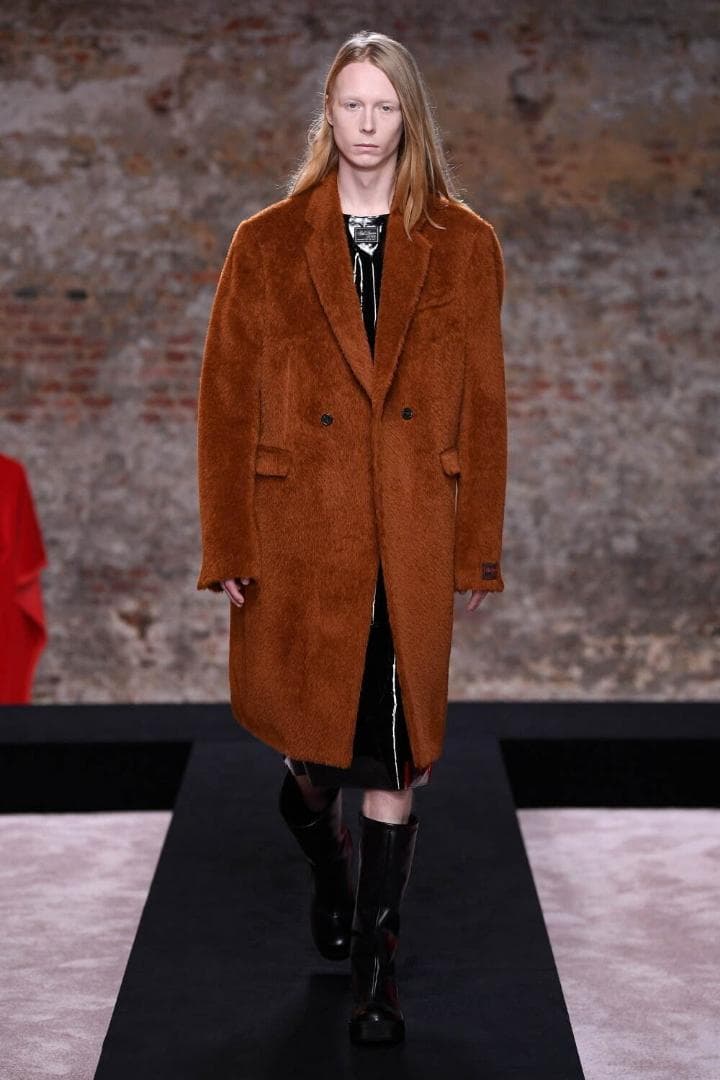 RAF SIMONS 22-23AW Alpaca Shaggy Double-Breasted Chester Coat Size 46