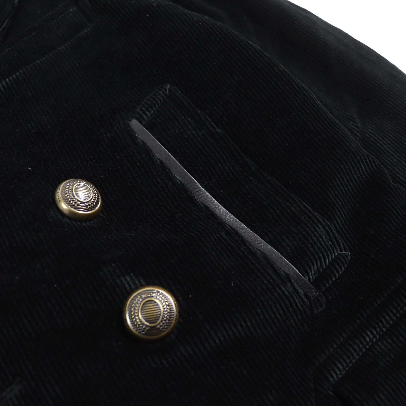 TOM FORD TFO719 Corduroy Leather-Trim Peaked Lapel Gold Button Double-Breasted Peacoat Size 46