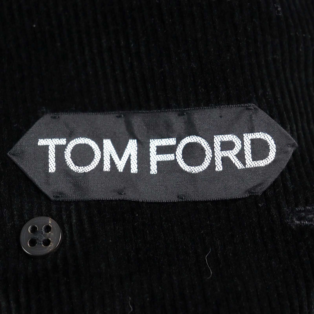 TOM FORD TFO719 Corduroy Leather-Trim Peaked Lapel Gold Button Double-Breasted Peacoat Size 46