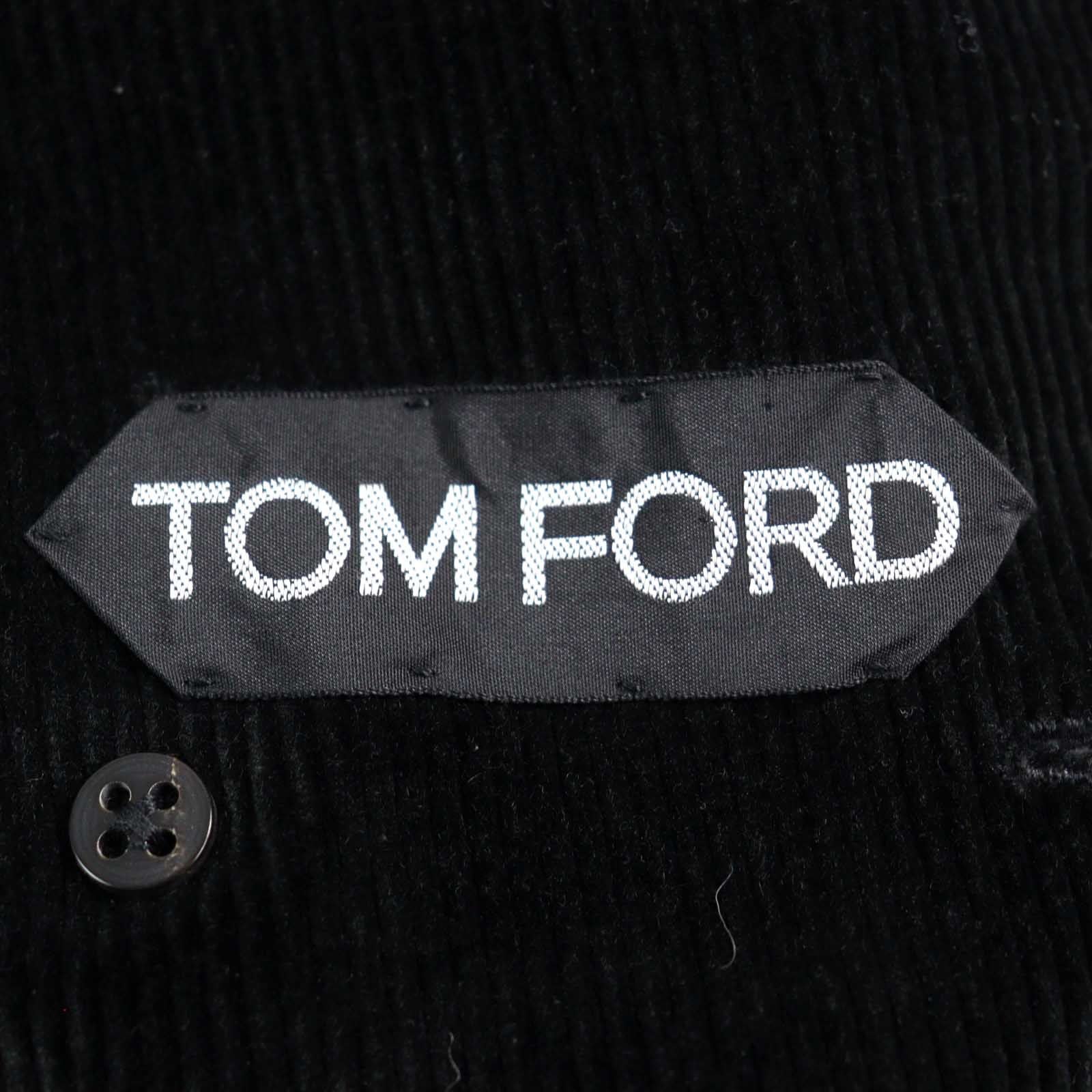 TOM FORD TFO719 Corduroy Leather-Trim Peaked Lapel Gold Button Double-Breasted Peacoat Size 46