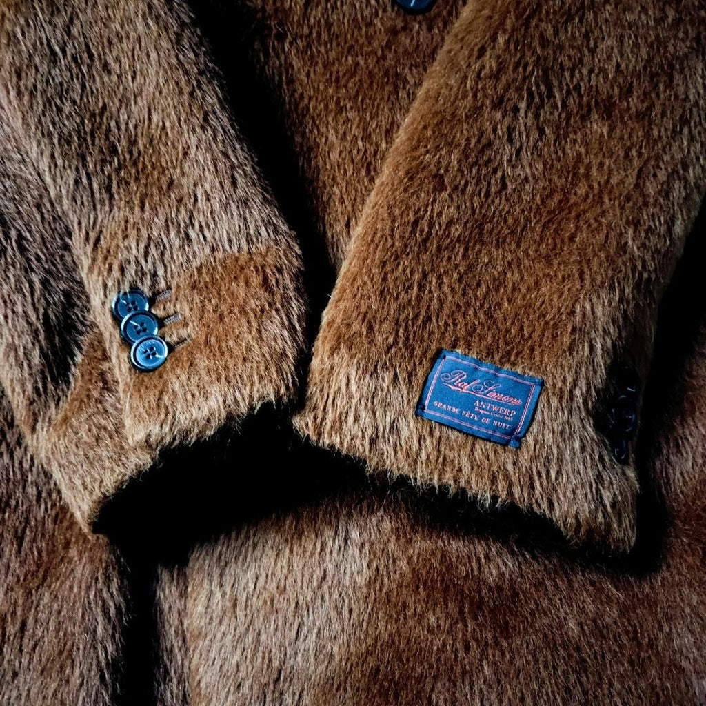 RAF SIMONS 22-23AW Alpaca Shaggy Double-Breasted Chester Coat Size 46