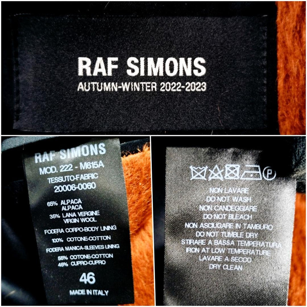RAF SIMONS 22-23AW Alpaca Shaggy Double-Breasted Chester Coat Size 46