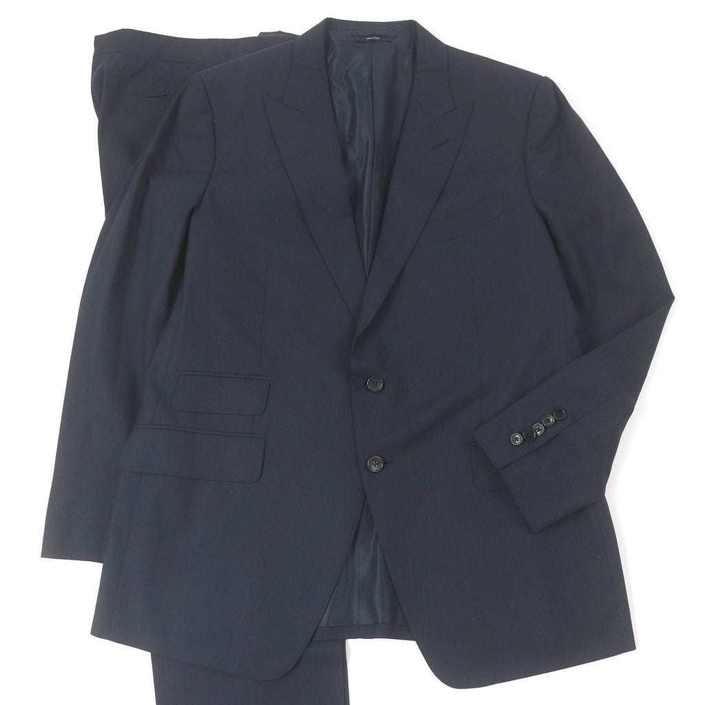TOM FORD Wool Silk-Lined Stripe Peaked Lapel Single Suit / Dark Navy Size 56