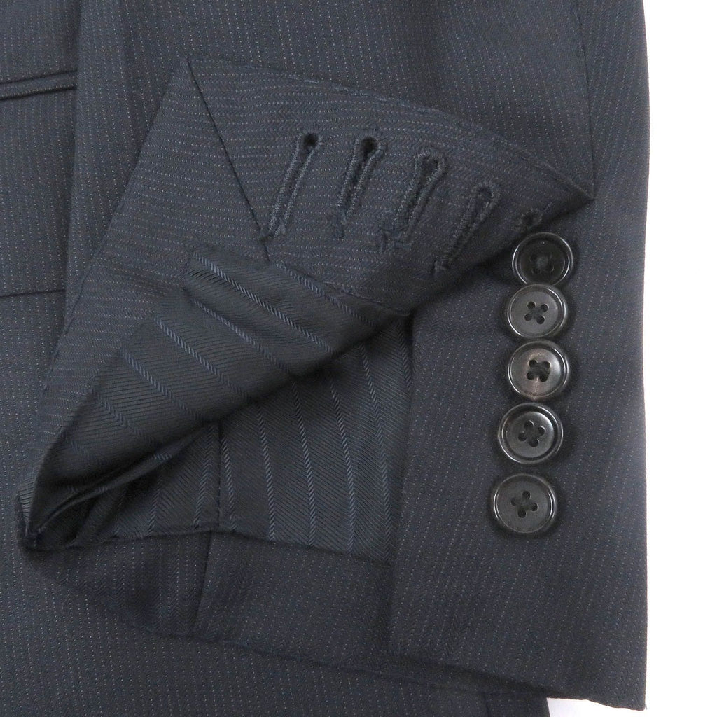 TOM FORD Wool Silk-Lined Stripe Peaked Lapel Single Suit / Dark Navy Size 56
