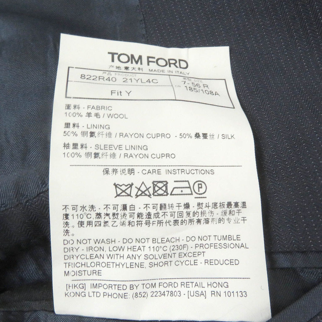 TOM FORD Wool Silk-Lined Stripe Peaked Lapel Single Suit / Dark Navy Size 56
