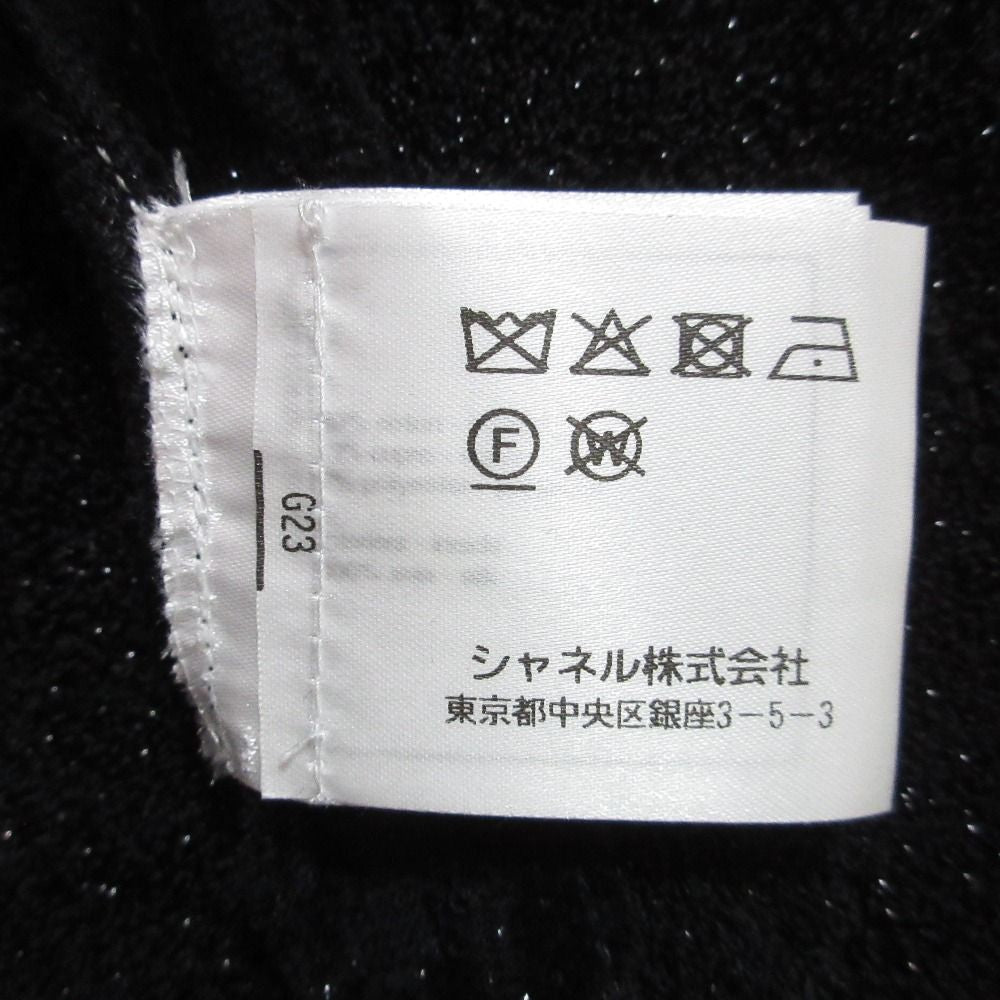 シャネル カメリア ベロア ノーカラージャケット サイズ40 ブラック — 未着用