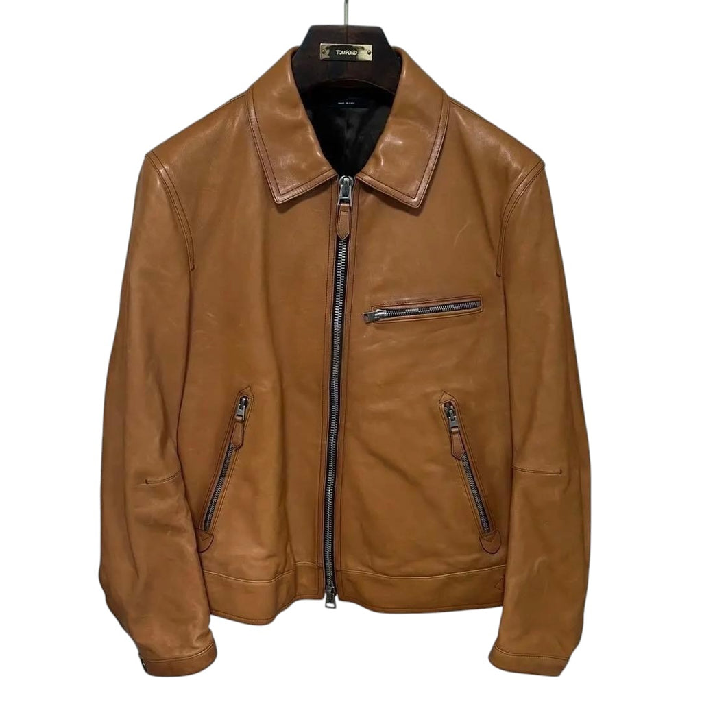 TOM FORD Leather Riders Jacket Size 48