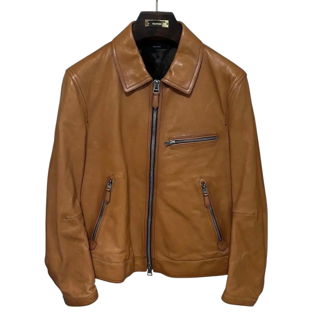 TOM FORD Leather Riders Jacket Size 48