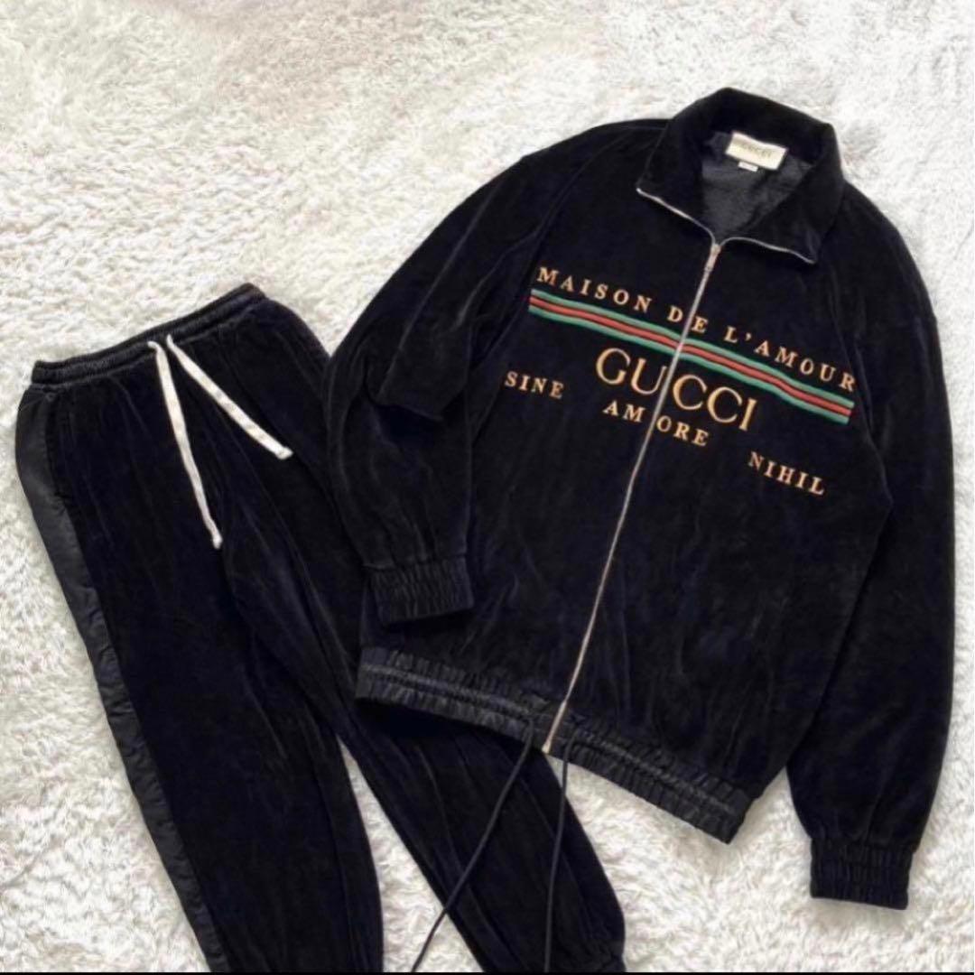 GUCCI Velour Setup Embroidered Logo Blouson & Pants
