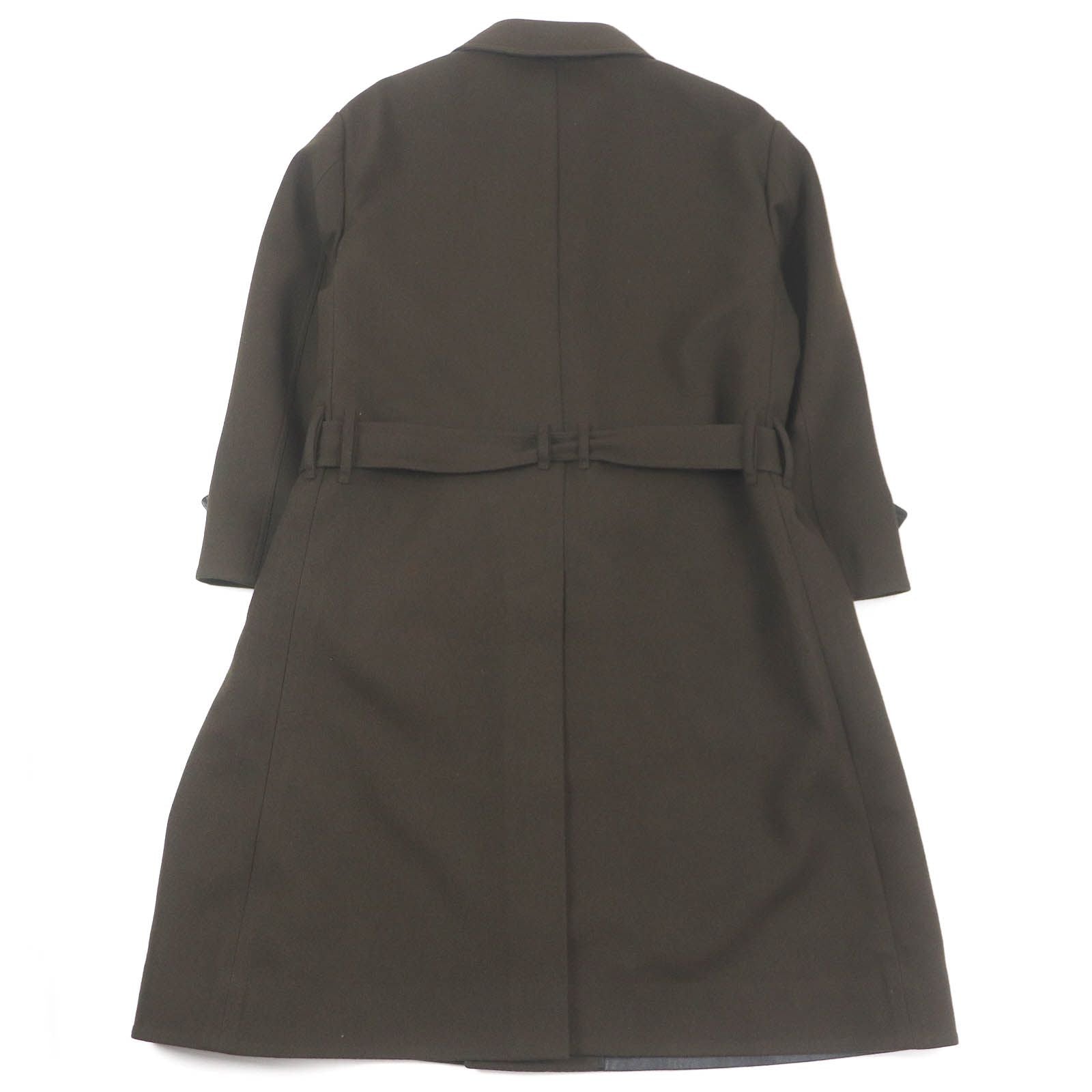 TOM FORD Leather Detail Fly-Front Belted Raglan Coat / Khaki Size 52