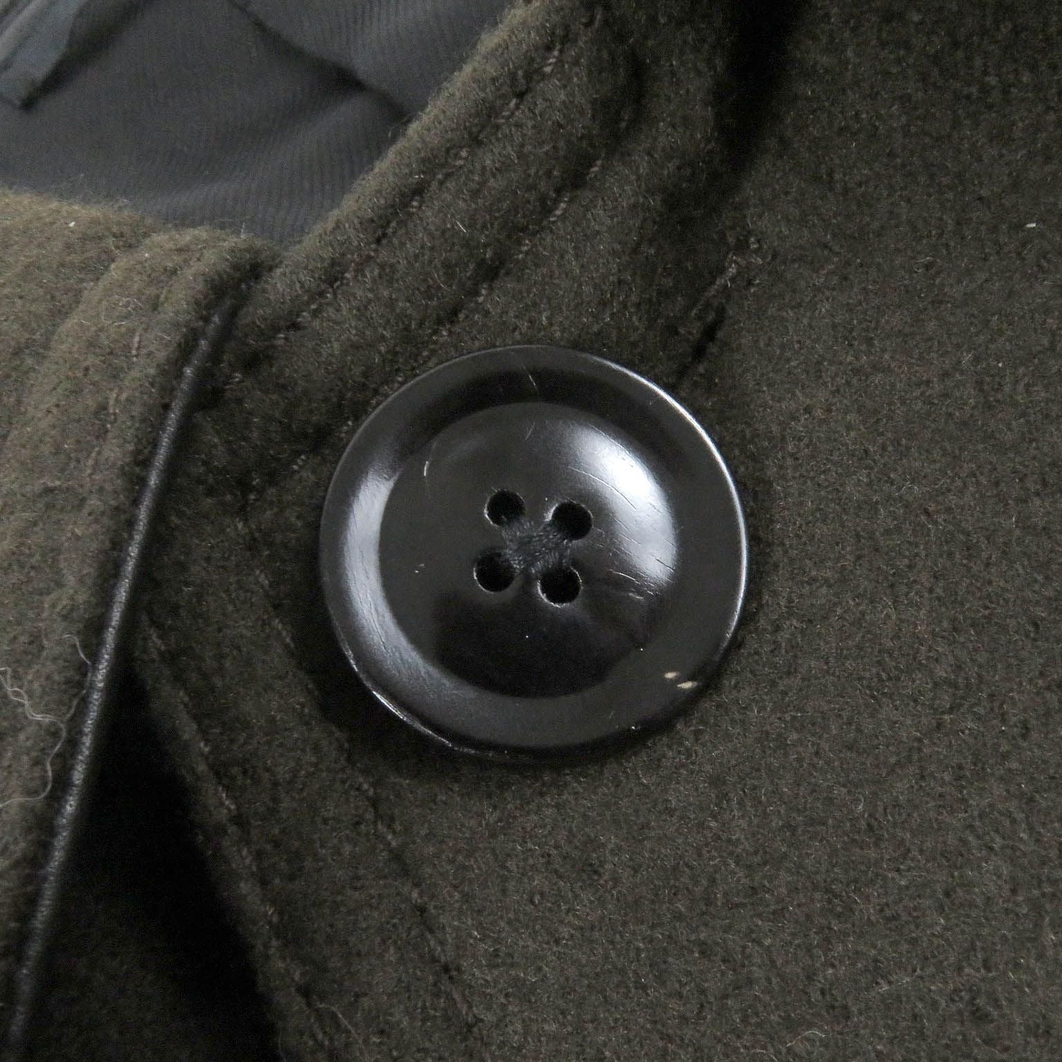 TOM FORD Leather Detail Fly-Front Belted Raglan Coat / Khaki Size 52