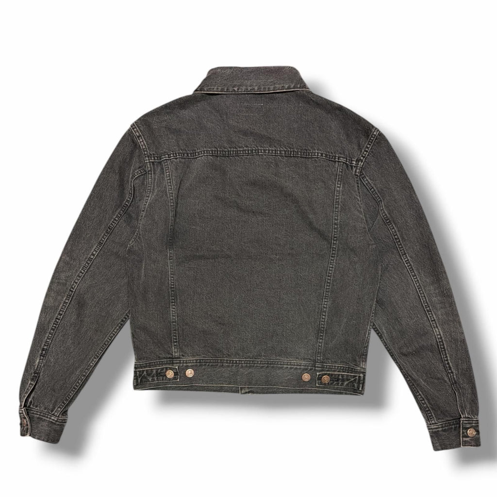 CELINE Hood Logo Print Trucker Jacket / Black Denim Size S