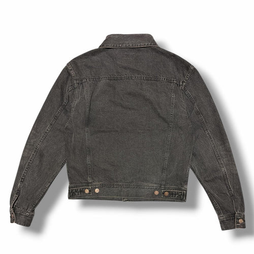CELINE Hood Logo Print Trucker Jacket / Black Denim Size S